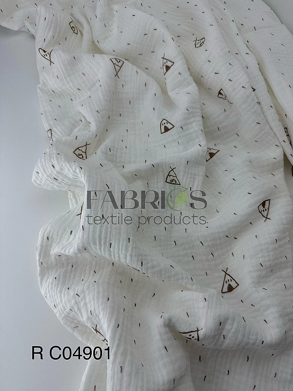 MR C04901 | RAINBOW-C04901 Муслін жатка 2-х шаровий принт дитячий вігвами на молочному 100% бавовна