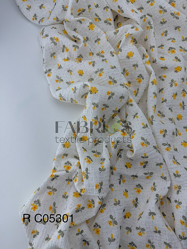 М 5010 С3 | RAINBOW-C05 Муслін жатка 2-х шаровий принт квіти провансу на айврі 100% бавовна 135-140