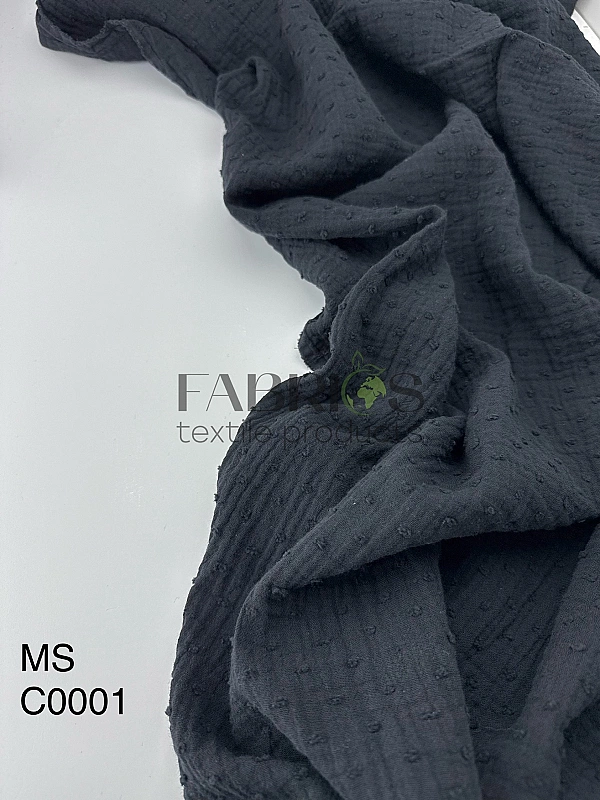 MS C/01 | SANGRIA -C0001 Муслін мушка 2-х шаровий однотон чорний 100% бавовна 135-140 см 125-135 гра