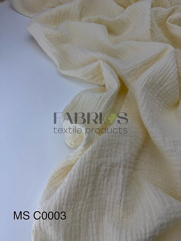 MS C/03 | SANGRIA -C0003 Муслін мушка 2-х шаровий однотон айворі 100% бавовна 135-140 см 125-135 гра