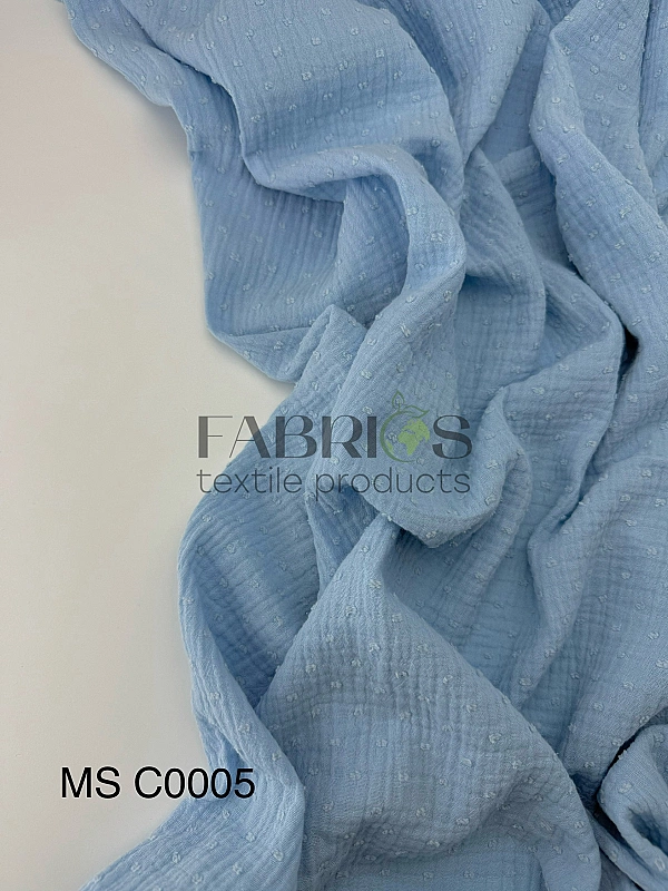 MS C/13 | SANGRIA -C0005 Муслін мушка 2-х шаровий однотон яскраво-блакитний 100% бавовна 135-140 см