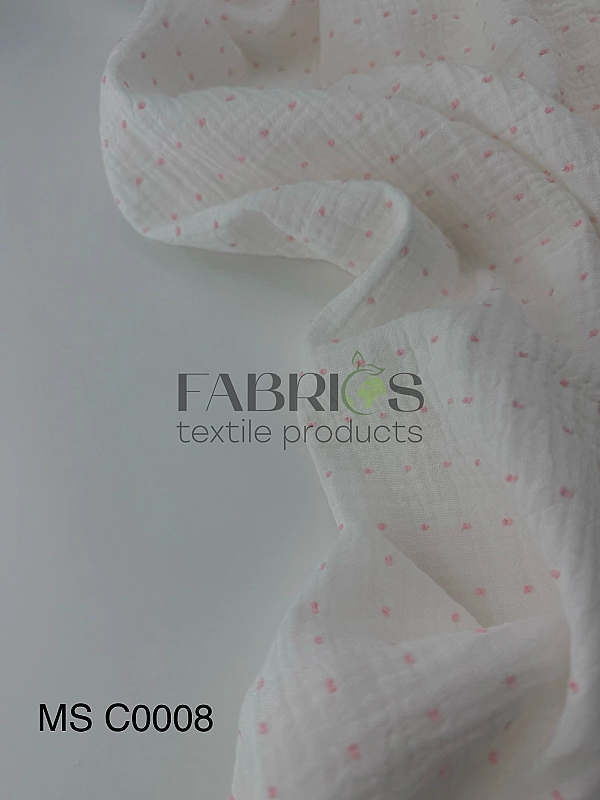 MS C/02-16 | SANGRIA -C0008 Муслін мушка 2-х шаровий однотон рожева на молочному 100% бавовна 135-14