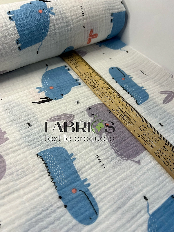 MINT-22 Муслін жатка 2-х шаровий принт звірята намальований зоопарк на молочному 100% бавовна 135-14