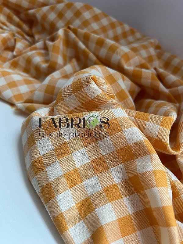 DENNIS-6C12 варена бавовна з начісом принт геометричний клітинка жовта 100% бавовна 145-150 см 150 г