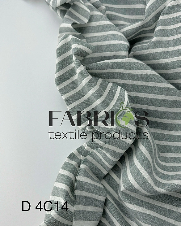 DENNIS 4C14 варена бавовна з начісом принт геометричний смужка біла на пильно-м'ятному 100% бавовна