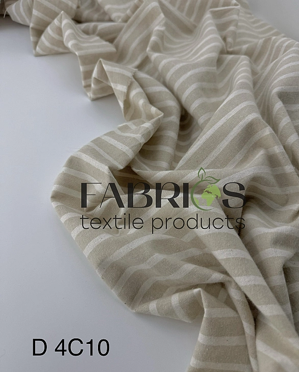 DENNIS 4C10 варена бавовна з начісом принт геометричний смужка біла на бежевому 100% бавовна 145-150