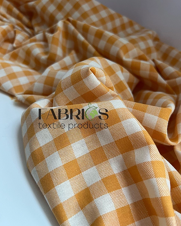 DENNIS-6C12 варена бавовна з начісом принт геометричний клітинка жовта 100% бавовна 145-150 см 150 г