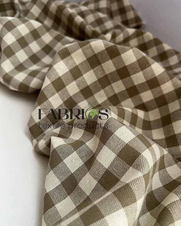 DENNIS-6C6  варена бавовна з начісом  клітинка оливкова , ширина 145-150 см