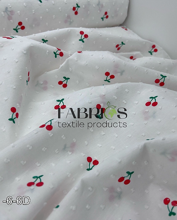 CIRCLE-6 D | ANTONIA-C00201 батист принт фрукти,ягоди, овочі вишеньки дрібні подвійні на молочному 1