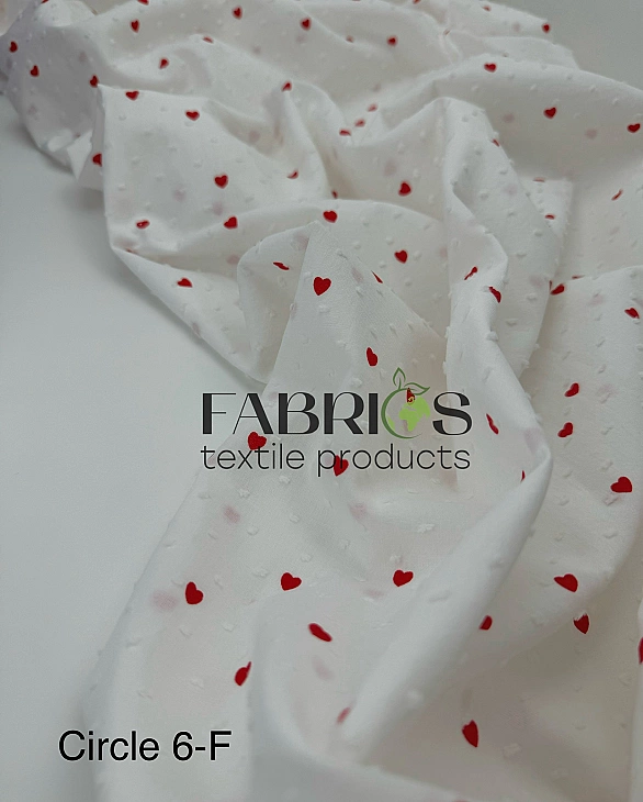 CIRCLE-6 F | ANTONIA-C00401 батист принт LOVE седечки червоні дрібні на молочному 100% бавовна 140-1