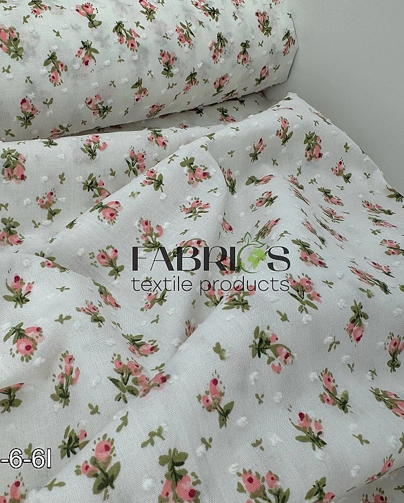 CIRCLE-6 I | ANTONIA-C00601 батист принт квіти троянди рожеві на стеблі з листочками на молочному 10