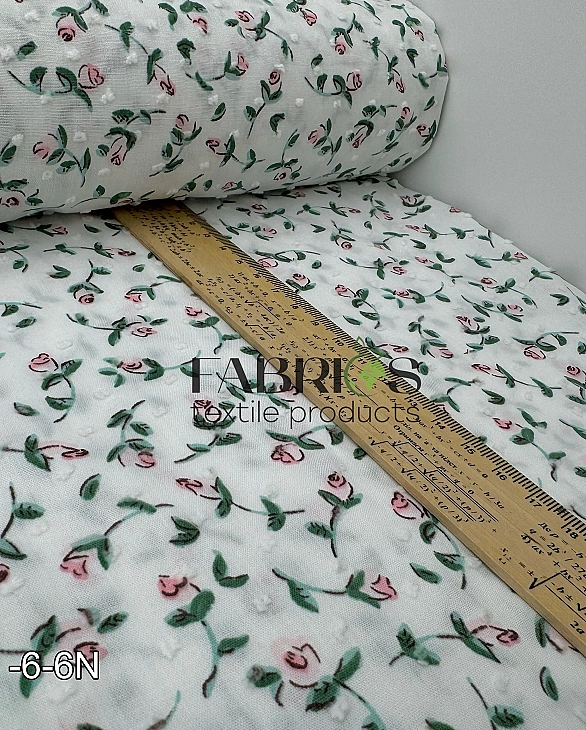 CIRCLE-6 N батист принт квіти троянди світло-рожеві на стеблі на молочному 100% бавовна 140-146 см 9