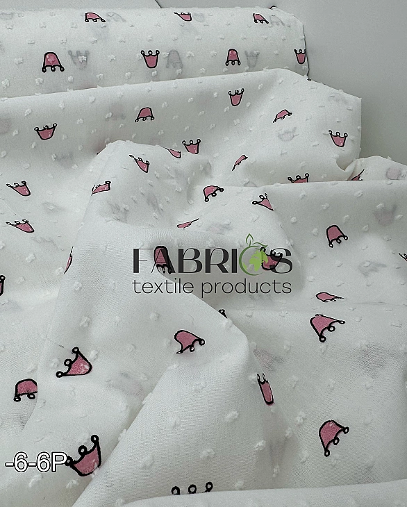 CIRCLE-6 P батист принт дитячий корони рожеві на молочному 100% бавовна 140-146 см 98 грам/м.кв.