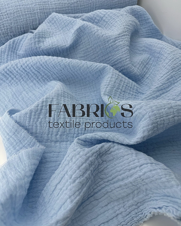 MC/13 Муслін жатка 2-х шаровий однотон яскраво-блакитний 100% бавовна 135-140 см 125-135 грам/м.кв.