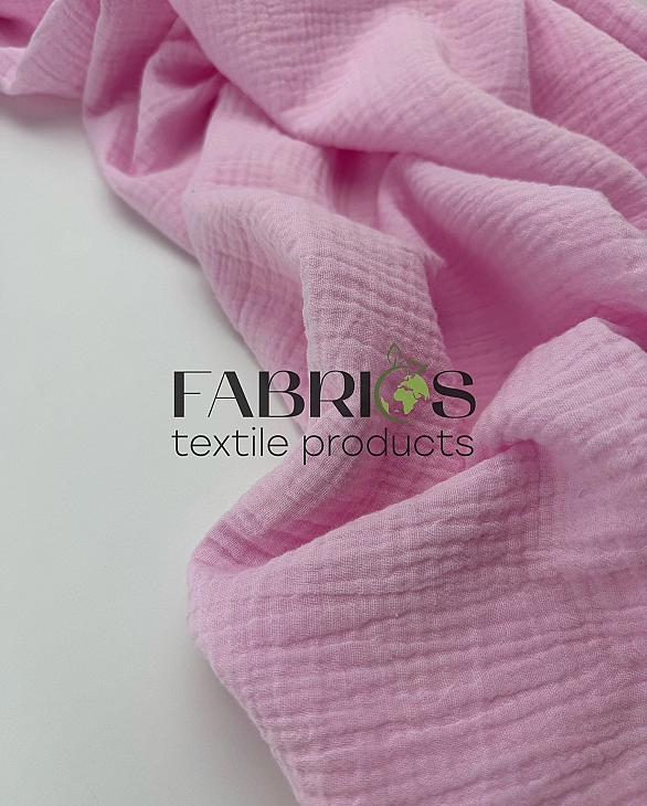 MC/16 Муслін жатка 2-х шаровий однотон світло-рожевий 100% бавовна 135-140 см 125-135 грам/м.кв.