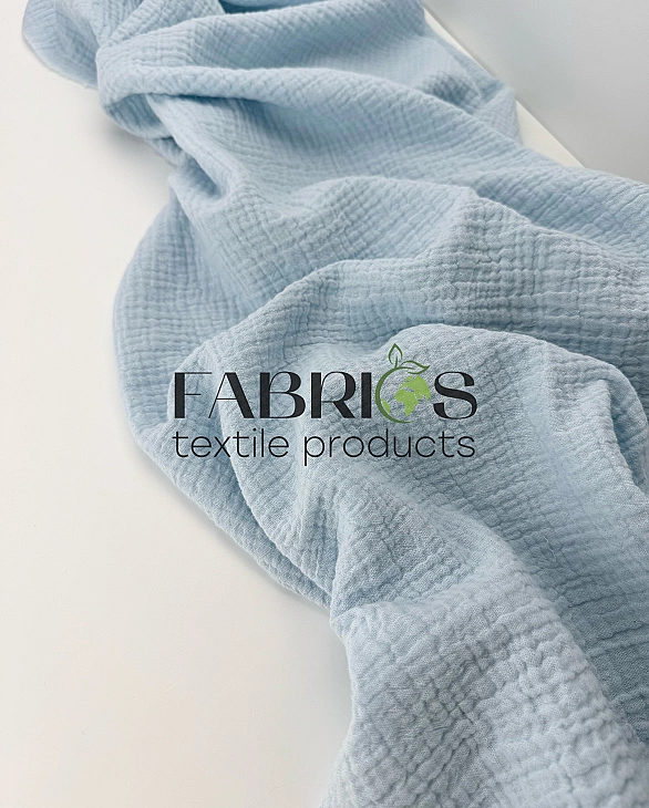 MC/69 Муслін жатка 2-х шаровий однотон пильно-блакитнй 100% бавовна 135-140 см 125-135 грам/м.кв.