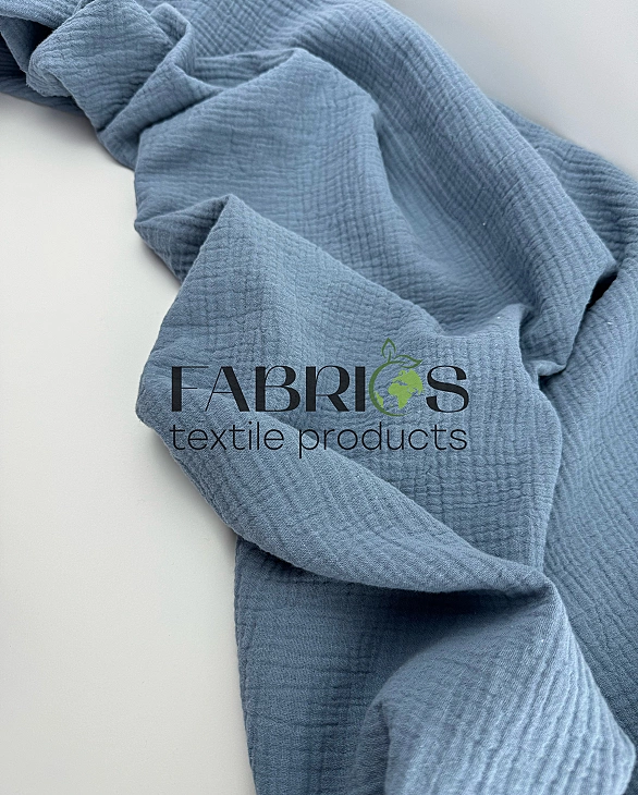 MC/84 Муслін жатка 2-х шаровий однотон сіро-синій 100% бавовна 135-140 см 125-135 грам/м.кв.