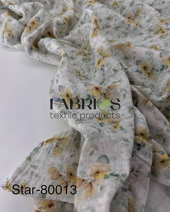 STAR-80013 Муслін жатка 2-х шаровий принт квіти акварельні різнокольорові (цифровий друк) 100% бавов