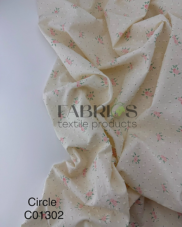 CIRCLE-6 C01302 | ANTONIA-C01302 батист принт квіти рожеві на айворі 100% бавовна 140-146 см 90-100