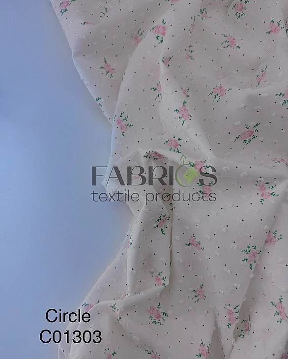 CIRCLE-6 C01303 | ANTONIA-C01303 батист принт квіти рожеві на білому 100% бавовна 140-146 см 90-100