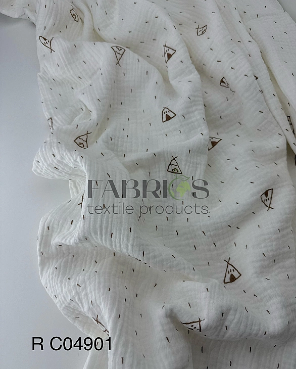 MR C04901 | RAINBOW-C04901 Муслін жатка 2-х шаровий принт дитячий вігвами на молочному 100% бавовна