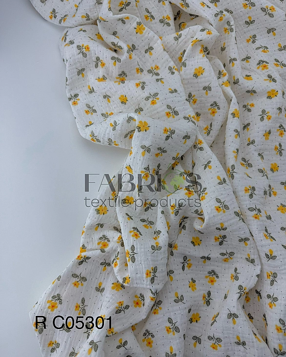 М 5010 С3 | RAINBOW-C05 Муслін жатка 2-х шаровий принт квіти провансу на айврі 100% бавовна 135-140