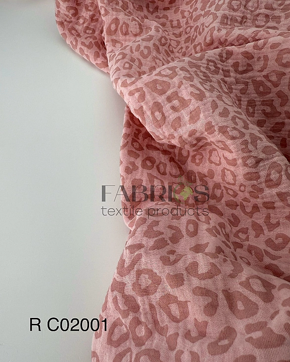M 112 C78 Муслін жатка 2-х шаровий принт цятки леопард дрібні на рожевому 100% бавовна 135-140 см 12