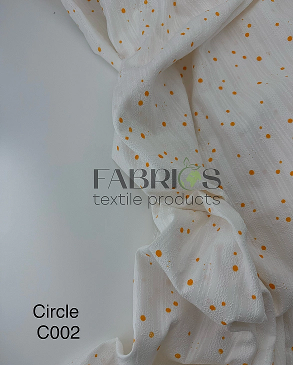 CIRCLE-6 C001 | BELLA-C00 Батист вишивка принт квіти ромашки з помаранчевою серцевиною на молочному
