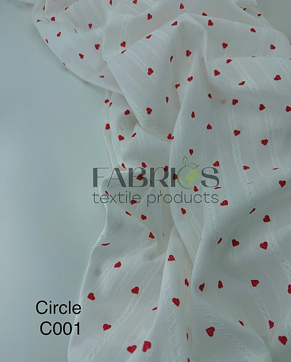 CIRCLE-6 C002 | BESS-C000 Батист вишивка принт LOVE сердечки червноні дрібні на молочному 100% бавов