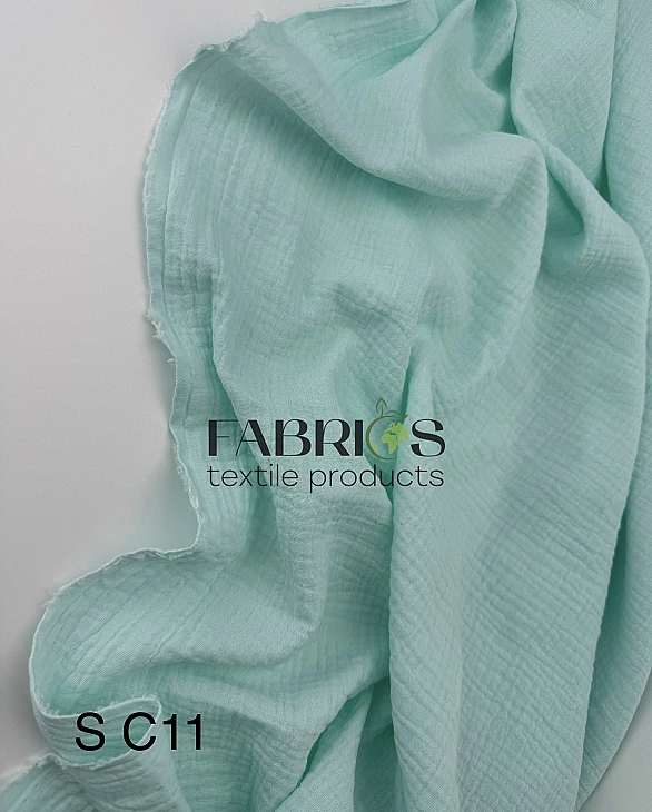 MC/11 | SONG-C11 Муслін жатка 2-х шаровий однотон м'ятний 100% бавовна 135-140 см 125-135 грам/м.кв.
