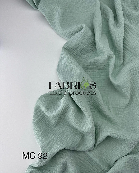 MC/92 | SONG-C92 Муслін жатка 2-х шаровий однотон попилясто м'ятний 100% бавовна 135-140 см 125-135