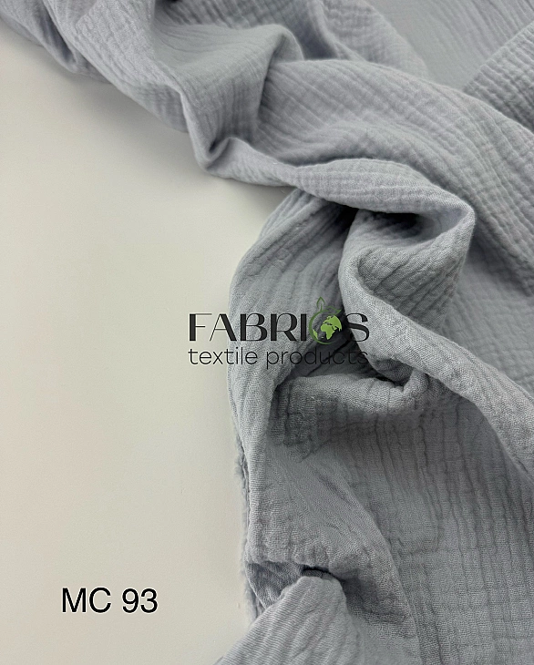 MC/93 | SONG-C93 Муслін жатка 2-х шаровий однотон сірий олов'яний 100% бавовна 135-140 см 125-135 гр