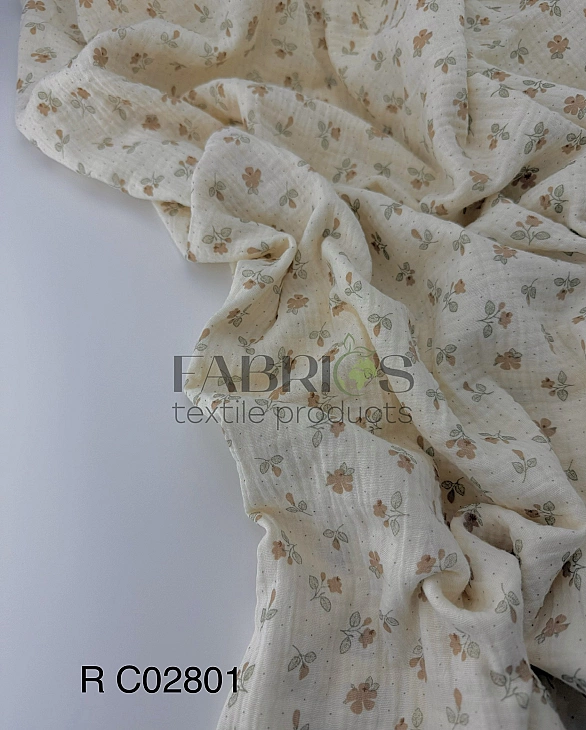 M 02801 C02 | RAINBOW-C02 Муслін жатка 2-х шаровий принт квіти провансу на айворі 100% бавовна 135-1