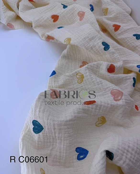 M 06601 C03 | RAINBOW-C06 Муслін жатка 2-х шаровий принт LOVE сердечки великі акварельні різнокольор