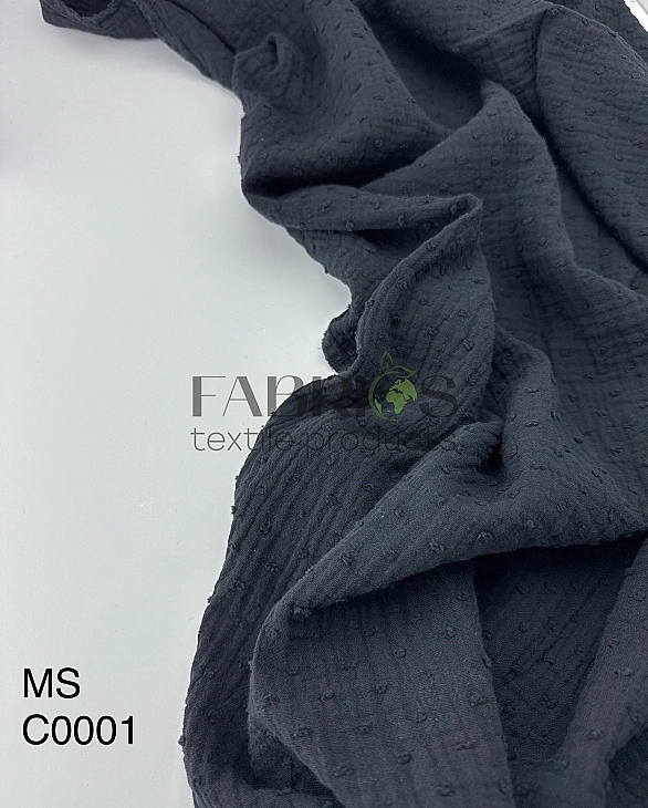 MS C/01 | SANGRIA -C0001 Муслін мушка 2-х шаровий однотон чорний 100% бавовна 135-140 см 125-135 гра