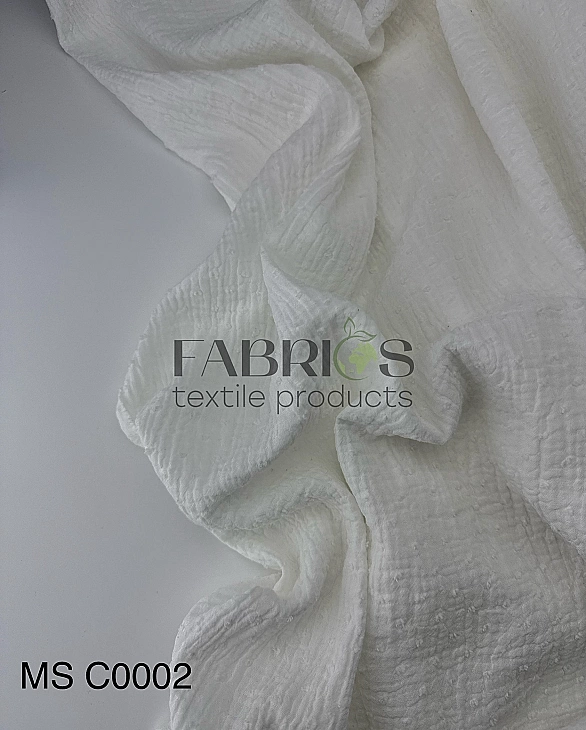 MS C/02 | SANGRIA -C0002 Муслін мушка 2-х шаровий однотон молочний 100% бавовна 135-140 см 125-135 г