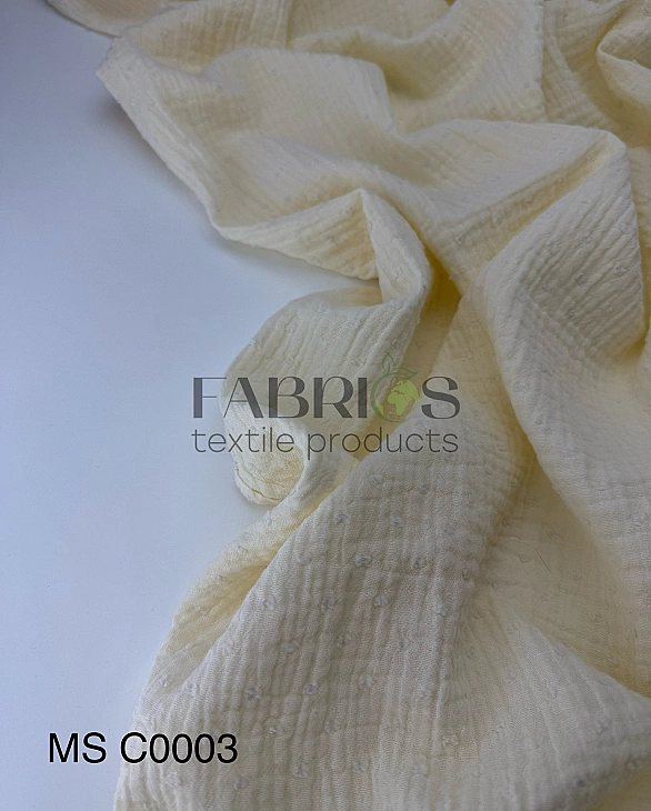 MS C/03 | SANGRIA -C0003 Муслін мушка 2-х шаровий однотон айворі 100% бавовна 135-140 см 125-135 гра