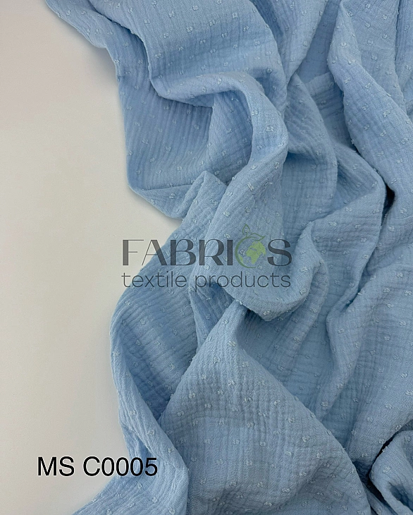 MS C/13 | SANGRIA -C0005 Муслін мушка 2-х шаровий однотон яскраво-блакитний 100% бавовна 135-140 см