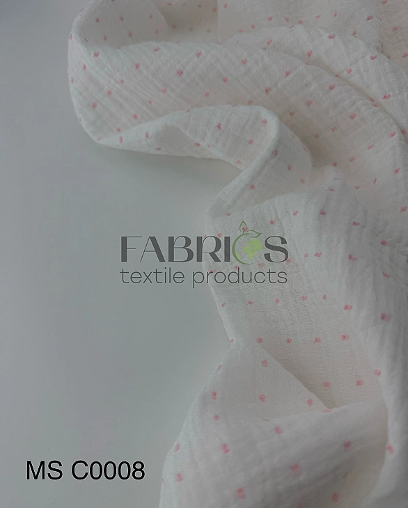 MS C/02-16 | SANGRIA -C0008 Муслін мушка 2-х шаровий однотон рожева на молочному 100% бавовна 135-14