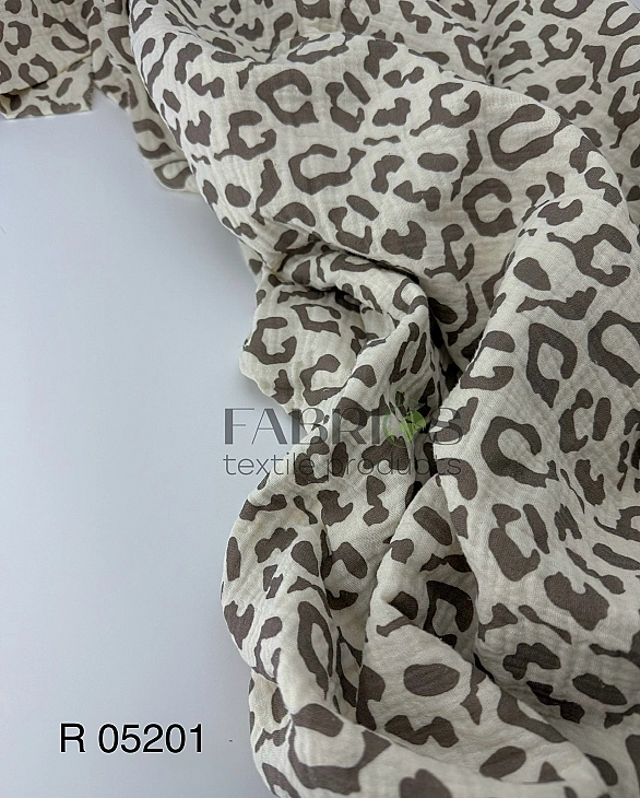 RAINBOW C 05201 Муслін мушка 2-х шаровий принт цятки леопард на айворі 100% бавовна 135-140 см 125-1
