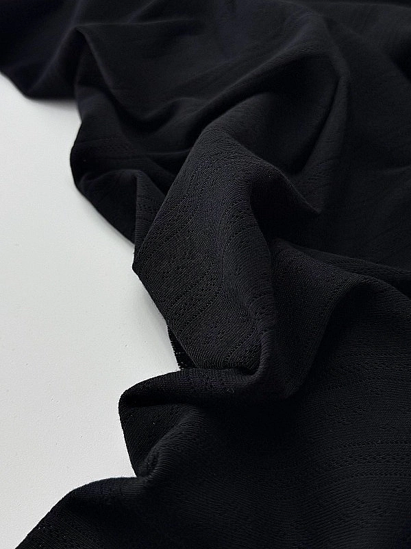 OCT8-C13 Ажурний трикотаж принт геометричний перфорація смужка ромби на чорному 100% бавовна 175-180