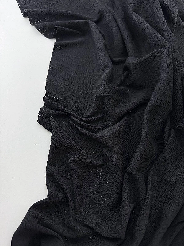 OCT8-C13 Ажурний трикотаж принт геометричний перфорація смужка ромби на чорному 100% бавовна 175-180