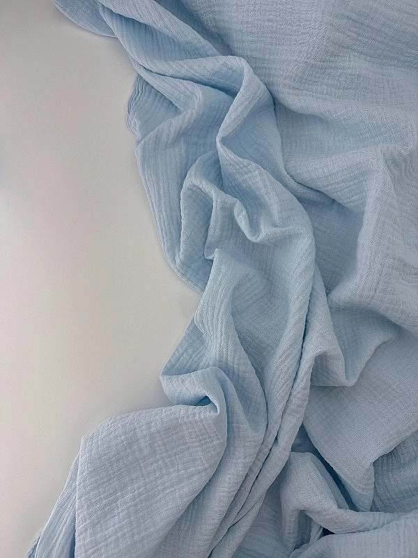 MC/69 Муслін жатка 2-х шаровий однотон пильно-блакитнй 100% бавовна 135-140 см 125-135 грам/м.кв.