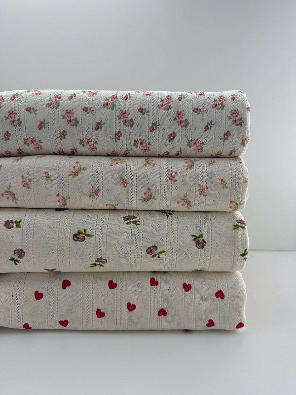 OCT12-C005 Ажурний трикотаж принт квіти півони перфорація смужка ромбі на айворі 100% бавовна 175-18