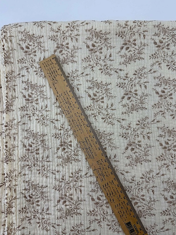 M 5039 C3 | RAINBOW-C04201 Муслін жатка 2-х шаровий принт квіти польові трави коричневі на айворі 10