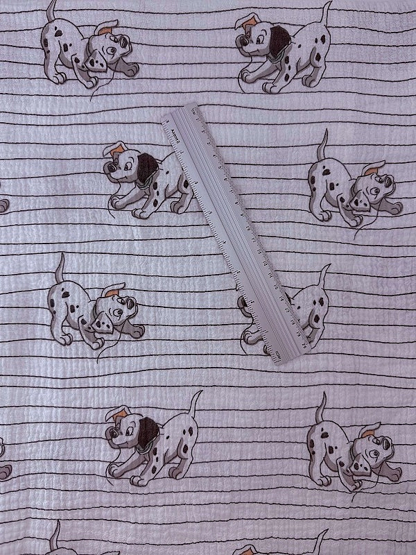 M 2015 C2 Муслін жатка 2-х шаровий принт звірята собачки далматинці, смужка на молочному 100% бавовн