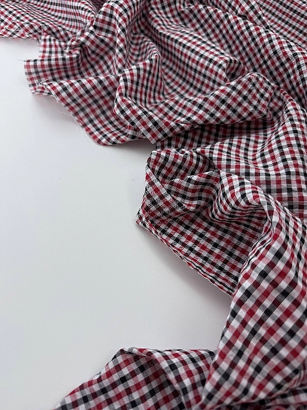 DENNIS-5C6 сорочкова тканина принт геометричний клітинка червоно-чорна 100% бавовна 145-150 см 110 г