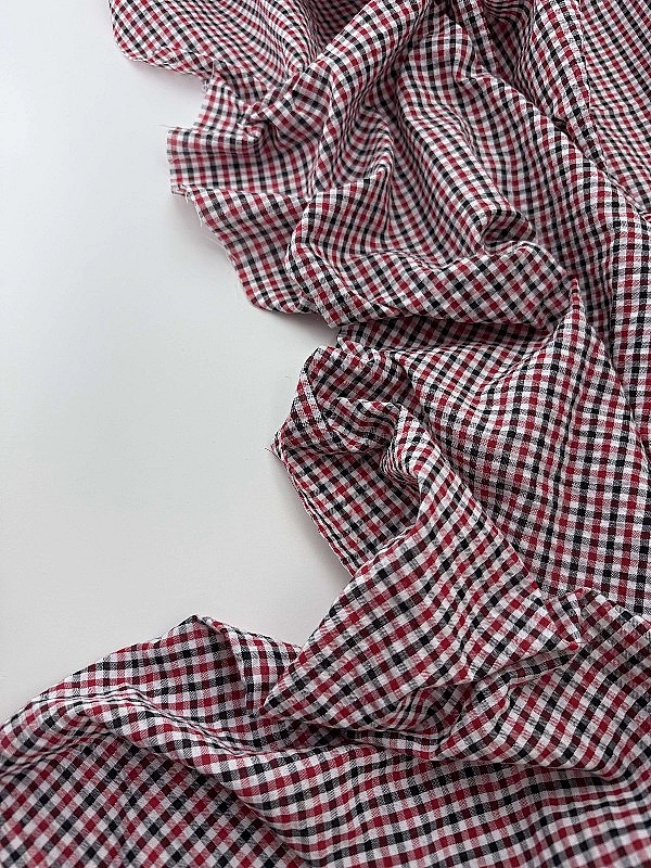 DENNIS-5C6 сорочкова тканина принт геометричний клітинка червоно-чорна 100% бавовна 145-150 см 110 г