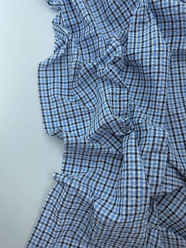 DENNIS-5C2 сорочкова тканина принт геометричний клітинка чорно-блакитна 100% бавовна 145-150 см 110