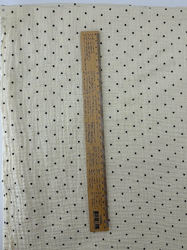MM R3-C3 Муслін жатка 2-х шаровий принт геометричний горошки чорні дрібні на айворі 100% бавовна 135